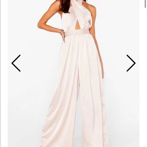 Wide Leg Satin Jumpsuit